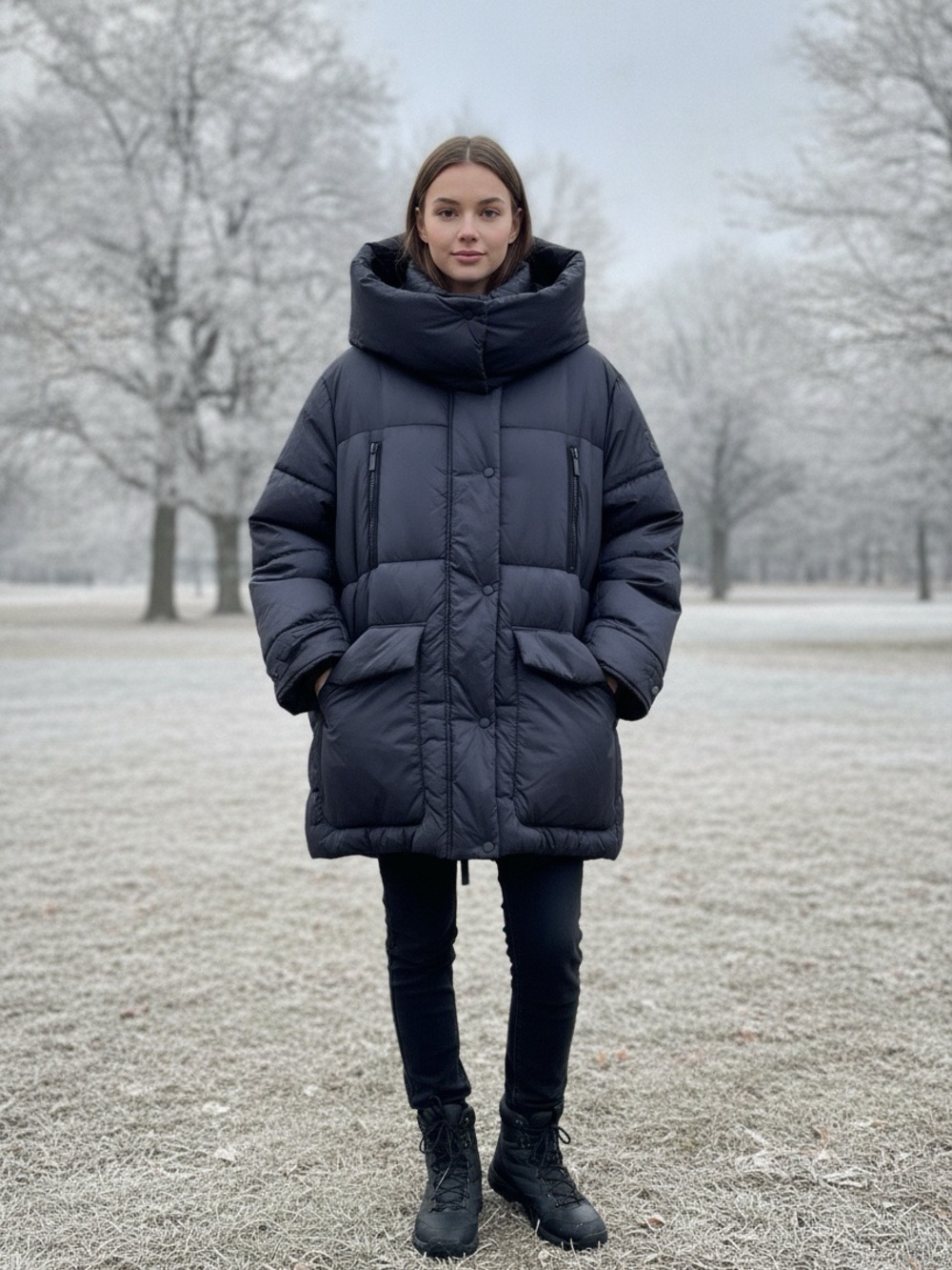 ZARA TRF Heat PWR Extreme Black Puffer Coat Women’s L Heavy Duty Winter Warmth